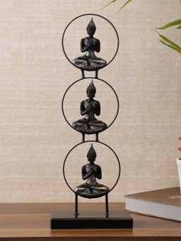 HomeTown - Miraya Polyresin Buddha Figurine in Silver Colour