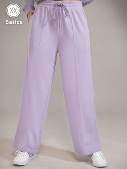 Twenty Dresses by Nykaa Fashion - Basics Purple Solid Straight Fit Pants