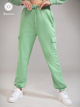 Twenty Dresses by Nykaa Fashion - Basics Green Solid Ankle Joggers