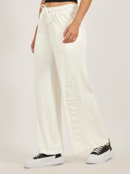 Styli - Women Emboss Print Wide Leg Jogger With Cf Seam, High Waist Full Length