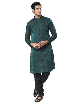 Manyavar - Mens Art Silk Printed Kurta Churidar (Set of 2)