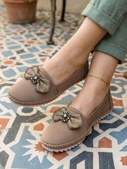 Marc Loire - Women Taupe Slip-On Ballerinas