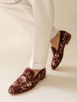 Marc Loire - Mens Wine Slip-On Ethnic Mojaris