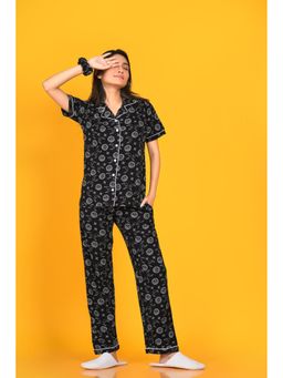 NAP STORY - Star Moon Printed Half-Sleeves Shirt and Pyjama (Set of 2)
