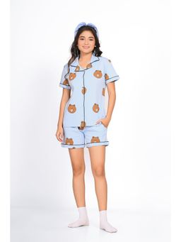 NAP STORY - Bear Printed Half-Sleeves Shirt and Shorts (Set of 2)