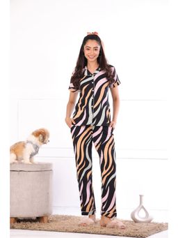 NAP STORY - Dreamy Waves Printed Half-Sleeves Shirt and Pyjama (Set of 2)