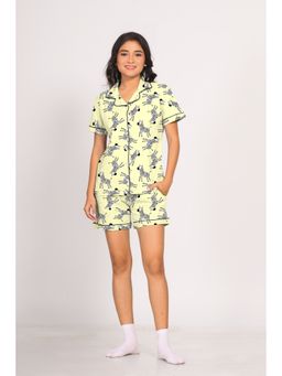 NAP STORY - Zebra Printed Half-Sleeves Shirt and Shorts (Set of 2)