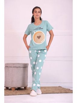 NAP STORY - Cappuccino Polka Printed Half-Sleeves T-Shirt and Pyjama (Set of 2)