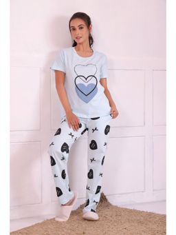 NAP STORY - Bows and Hearts Printed Half-Sleeves T-Shirt and Pyjama (Set of 2)