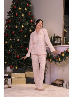 NAP STORY - Cotton Candy Checks Printed Full-Sleeves Shirt and Pyjama (Set of 2)