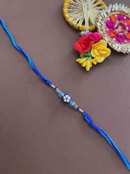 Digital Dress Room - Beautiful Designer Rakhi Meenakari Blue Kundan Bead Thread Rakhi
