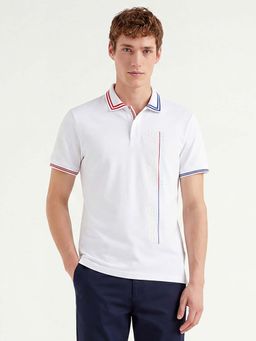 United Colors of Benetton - Men White Regular Fit Polo Neck T-shirt