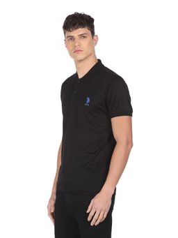 U.S. POLO ASSN. - Men Black Cotton Pique Polo T-shirt