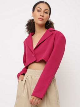 Missguided - Red Shoulder Pad Cropped Blazer