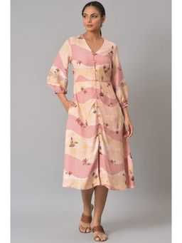 W - Pink & Multi-Color Colorblock Dress