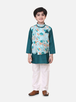 BownBee - Attached Jacket Kurta Pyjama for Boys- Blue (Set of 2)