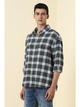 Allen Solly - Men Olive Relaxed Fit Check Full Sleeves Casual Shirt