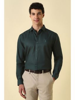 Allen Solly - Men Green Solid Full Sleeves Formal Shirt