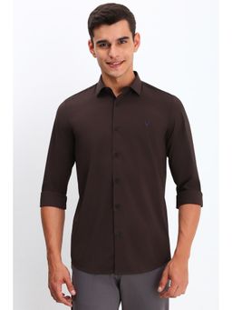 Allen Solly - Men Brown Slim Fit Solid Full Sleeves Casual Shirt