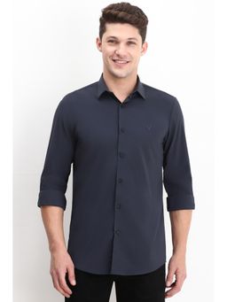 Allen Solly - Men Navy Slim Fit Solid Full Sleeves Casual Shirt