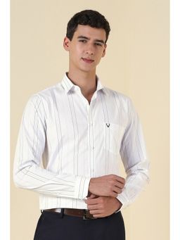 Allen Solly - Men White Stripe Full Sleeves Formal Shirt