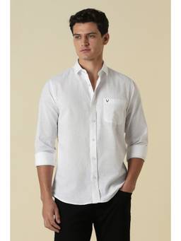 Allen Solly - Men White Sport Fit Solid Full Sleeves Casual Shirt