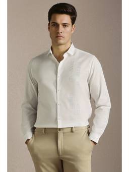 Louis Philippe - Men White Textured Full Sleeves Casual Shirt