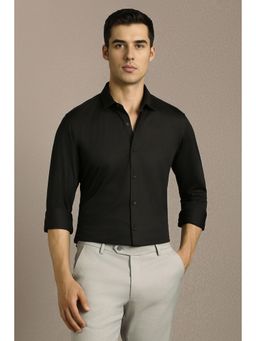 Louis Philippe - Men Black Solid Full Sleeves Casual Shirt