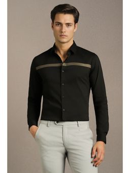 Louis Philippe - Men Black Stripe Full Sleeves Casual Shirt