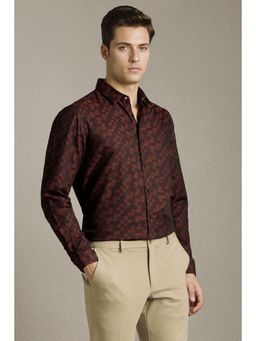Louis Philippe - Men Maroon Printed Full Sleeves Casual Shirt