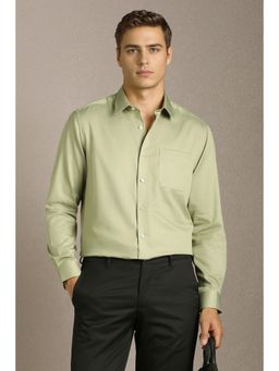 Louis Philippe - Men Olive Solid Full Sleeves Formal Shirt