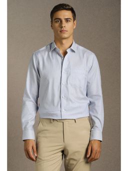 Louis Philippe - Men Light Blue Stripe Full Sleeves Formal Shirt