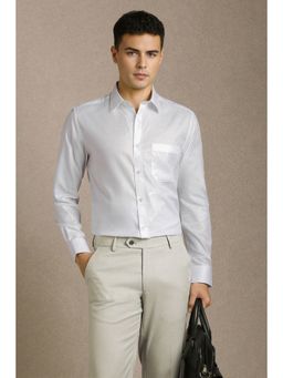Louis Philippe - Men White Textured Full Sleeves Formal Shirt