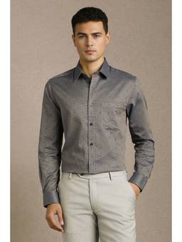 Louis Philippe - Men Grey Printed Full Sleeves Formal Shirt