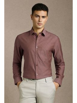 Louis Philippe - Men Maroon Printed Full Sleeves Formal Shirt