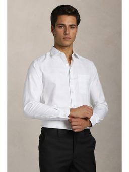 Louis Philippe - Men White Textured Full Sleeves Formal Shirt