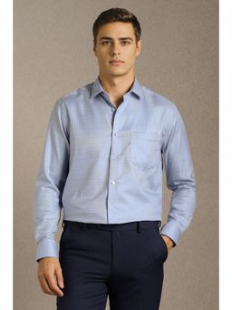 Louis Philippe - Men Light Blue Check Full Sleeves Formal Shirt