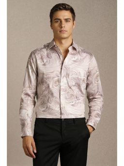 Louis Philippe - Men Pink Printed Full Sleeves Formal Shirt