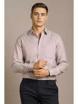 Louis Philippe - Men Pink Textured Full Sleeves Formal Shirt