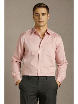 Louis Philippe - Men Pink Textured Full Sleeves Formal Shirt