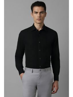 Louis Philippe - Men Black Solid Full Sleeves Formal Shirt