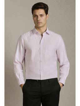 Louis Philippe - Men Pink Textured Full Sleeves Formal Shirt