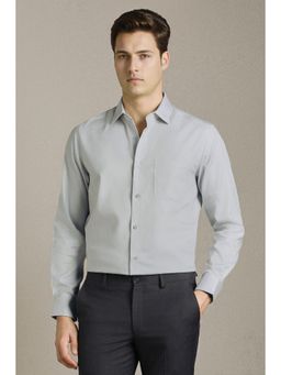 Louis Philippe - Men Grey Textured Full Sleeves Formal Shirt
