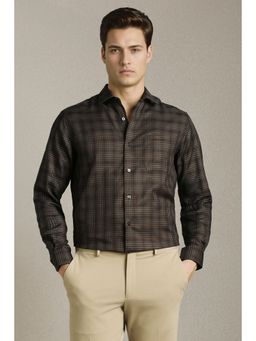 Louis Philippe - Men Black Check Full Sleeves Formal Shirt