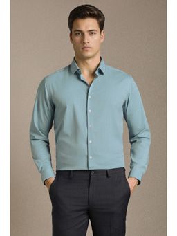 Louis Philippe - Men Light Blue Solid Full Sleeves Formal Shirt
