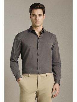 Louis Philippe - Men Grey Solid Full Sleeves Formal Shirt