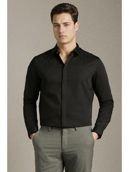 Louis Philippe - Men Black Embellished Full Sleeves Formal Shirt
