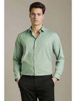 Louis Philippe - Men Green Solid Full Sleeves Formal Shirt