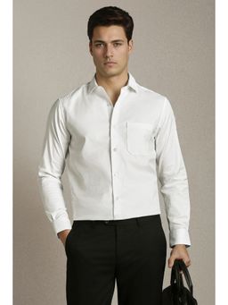 Louis Philippe - Men White Textured Full Sleeves Formal Shirt