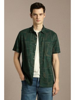 Louis Philippe - Men Green Printed Half Sleeves Casual Shirt